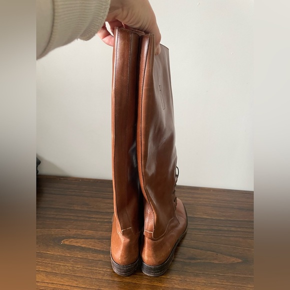 J. Crew, 6, women’s cognac leather knee high lace up flat riding boot - Picture 5 of 8